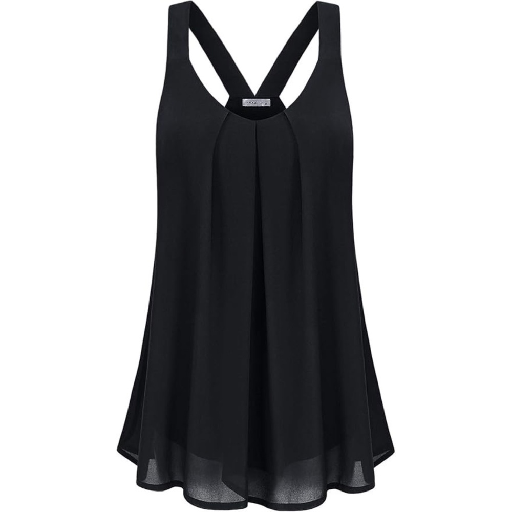 MOQIVGI Womens Dressy Casual Flowy V Neck Double Layer